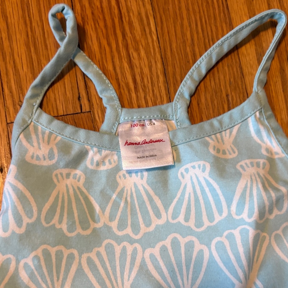*Hanna Andersson Light Blue Shell Pattern Dress - Picture 5 of 6